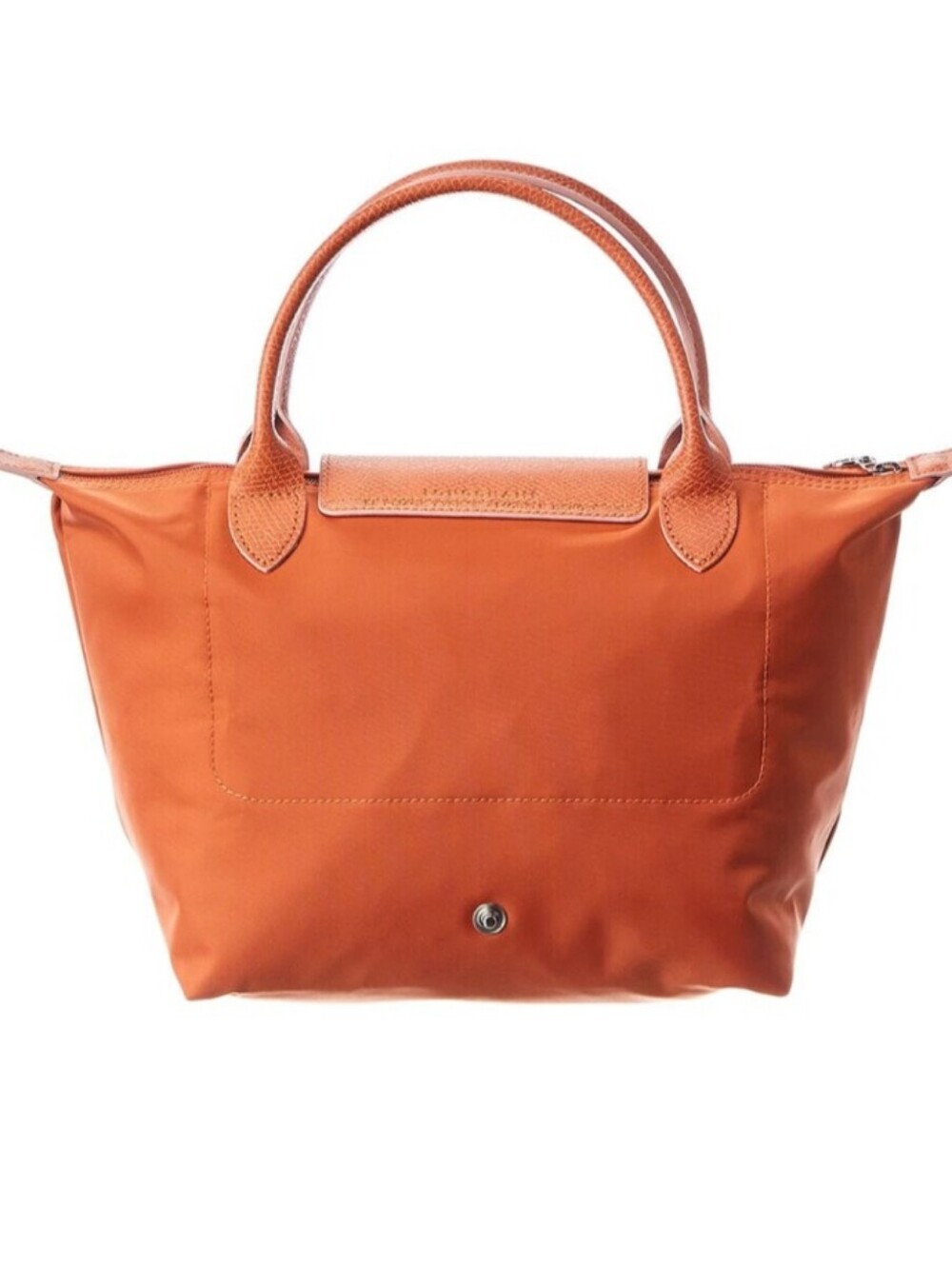 Longchamp Le Pliage Small Tote Travel Top-Handle Nylon Leather Rust Orange - Picture 3 of 4